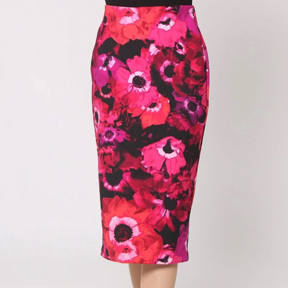 Guess Pink and Red Midi Pencil Skirt Cocktail